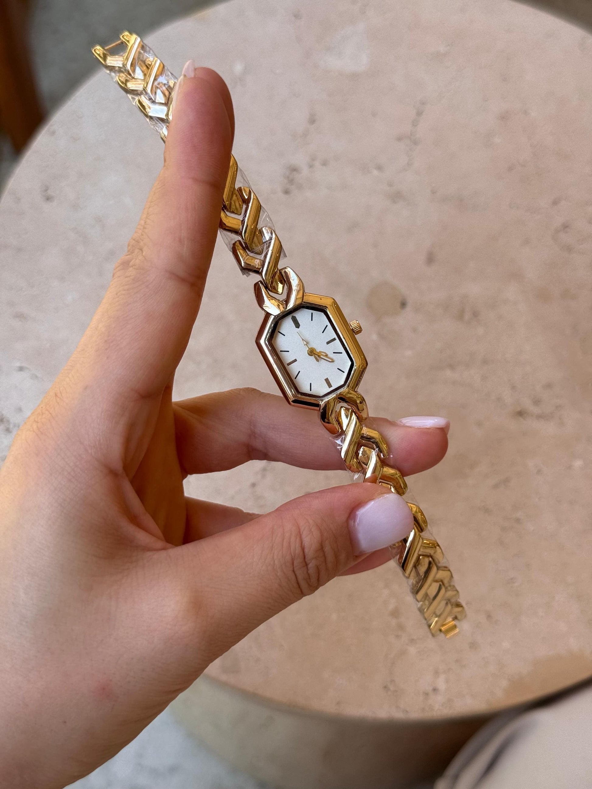 Vintage Style Gold Link Bracelet Women’S Watch – Elegant Octagon Face Retro Wristwatch, Bestfriend Gift or Anniversay Gift