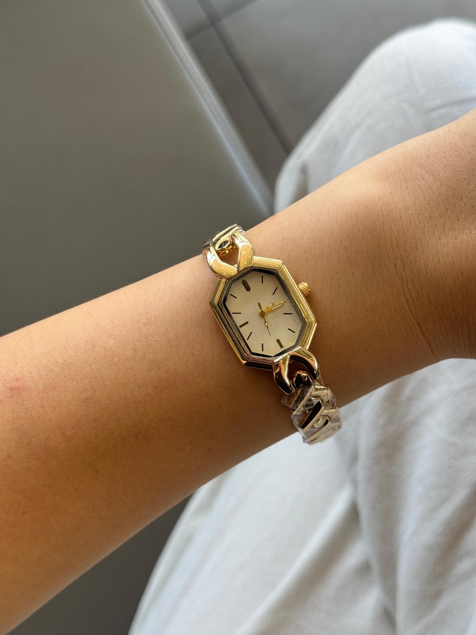 Vintage Style Gold Link Bracelet Women’S Watch – Elegant Octagon Face Retro Wristwatch, Bestfriend Gift or Anniversay Gift